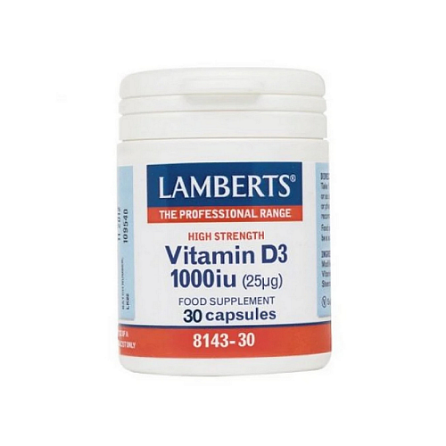 Lamberts Vitamin D3 Βιταμίνη για Ενίσχυση του Ανοσοποιητικού & την Υγεία των Οστών 1000iu 30 κάψουλες