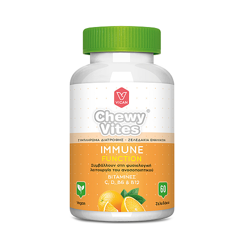 Vican Chewy Vites Adults Immune Function Vitamins C, D, B6 & B12 Πολυβιταμίνη για Ενίσχυση του Ανοσοποιητικού Πορτοκάλι 60 x 1 ζελεδάκια