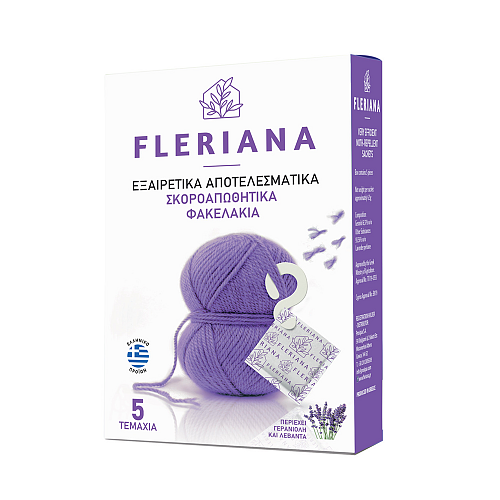 Fleriana Αρωματικό Ντουλάπας Φυσικό Σκοροαπωθητικό με Άρωμα Γερανιόλη και Λεβάντα 5τμχ
