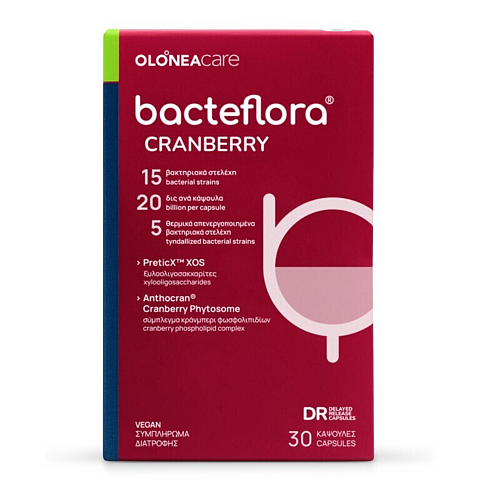 Olonea BacteFlora Cranberry Συμπλήρωμα με Προβιοτικά & Πρεβιοτικά 30 φυτικές κάψουλες
