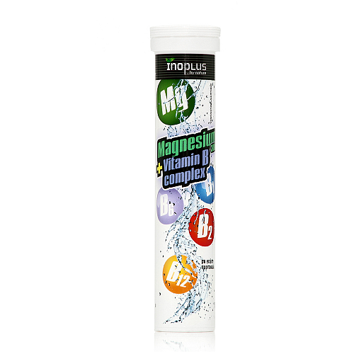 Ino Plus Magnesium + Vitamin B Complex 300mg με Βιταμίνη B6 20 αναβράζοντα δισκία Πορτοκάλι