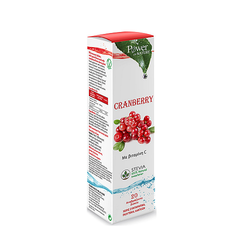 Power Of Nature Cranberry με Βιταμίνη C & Στέβια 20 αναβράζοντα δισκία