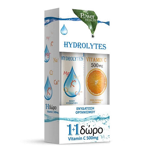 Power Health Hydrolytes & Vitamin C 500mg 500mg Πορτοκάλι 2 x 20 αναβράζοντα δισκία