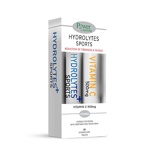 Power Of Nature Hydrolytes Sports with Stevia & Vitamin C 500mg Πορτοκάλι 2 x 20 αναβράζοντα δισκία