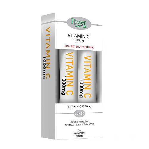 Power Health Vitamin C Βιταμίνη για Ενίσχυση του Ανοσοποιητικού, τo Δέρμα & Αντιοξειδωτική δράση 1000mg Πορτοκάλι 2 x 20 αναβράζοντα δισκία
