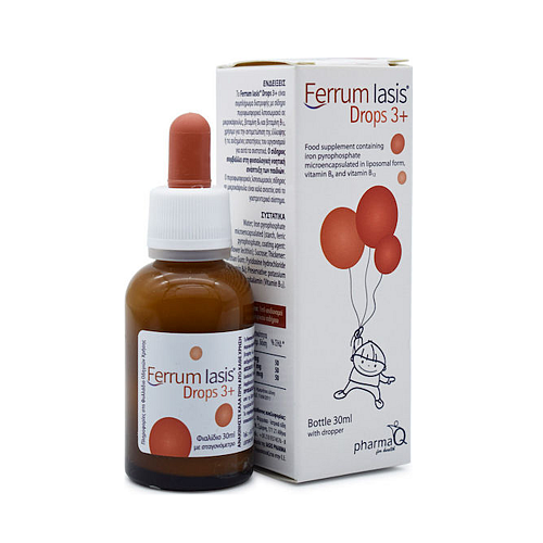 PharmaQ Ferrum Iasis Drops 3 + Κατάλληλο για Παιδιά με Βιταμίνη B6 Σίδηρος 30ml