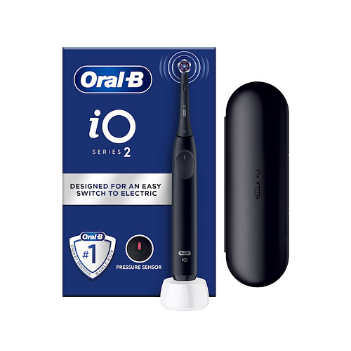 Oral-B iO Series 2 Ηλεκτρική Οδοντόβουρτσα με Αισθητήρα Πίεσης και Θήκη Ταξιδίου Μαύρη