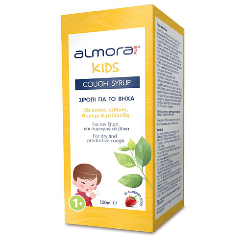 almora PLUS® KIDS Σιρόπι COUGH SYRUP Φράουλα & Μέλι για Παιδιά για Ξηρό και Παραγωγικό Βήχα χωρίς Γλουτένη 120ml