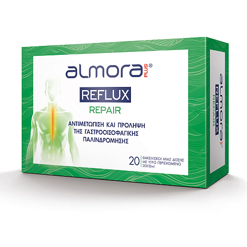 Almora Plus Reflux Repair Συμπλήρωμα Διατροφής για την Αντιμετώπιση και Πρόληψη από τα Συμπτώματα της Γαστροοισοφαγικής Παλινδρομικής Νόσου, 20 Φακελάκια x 10ml