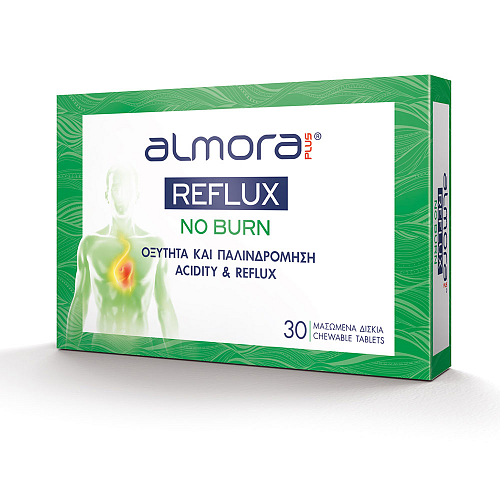 Almora Plus Reflux No Burn Συμπλήρωμα Διατροφής για την Οξύτητα & την Παλινδρόμηση του Γαστροοισοφαγικού Βλεννογόνου, 30 Μασώμενα Δισκία