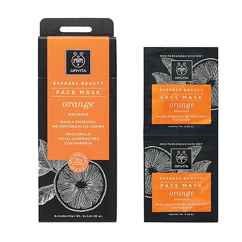 Apivita Express Beauty Orange Radiance Face Mask Μάσκα Προσώπου με Πορτοκάλι για Λάμψη της Επιδερμίδας, 2x8ml