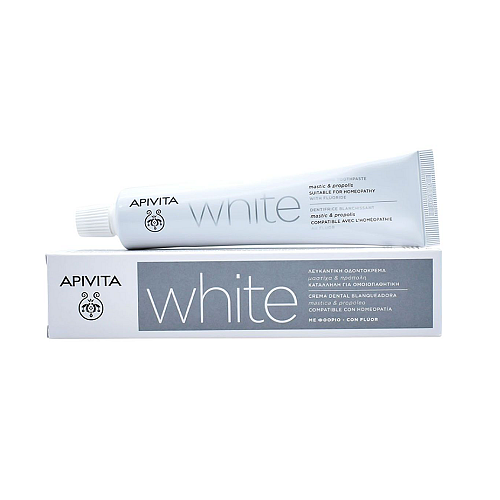 Apivita Whitening Toothpaste Suitable for Homeopathy Λευκαντική Οδοντόκρεμα με Μαστίχα & Πρόπολη, 75ml