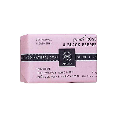 Apivita Rose & Black Pepper Μπάρα Σαπουνιού 125gr