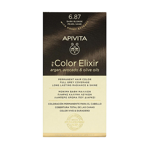 Apivita My Color Elixir Permanent Hair Color 6.87 Ξανθό Σκούρο Περλέ Μόνιμη Βαφή Μαλλιών Χωρίς Αμμωνία που Σταθεροποιεί & Σφραγίζει το Χρώμα, 1τμχ.