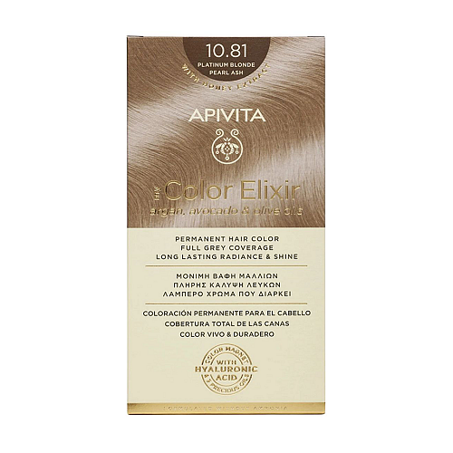 Apivita My Color Elixir Permanent Hair Color 10.81 Κατάξανθο Περλέ Σαντρέ Μόνιμη Βαφή Μαλλιών Χωρίς Αμμωνία που Σταθεροποιεί & Σφραγίζει το Χρώμα, 1τμχ.