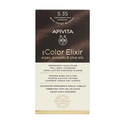 Apivita My Color Elixir Βαφή Μαλλιών Χωρίς Αμμωνία 5.35 Καστανό Ανοιχτό Μελί Μαονί 50ml