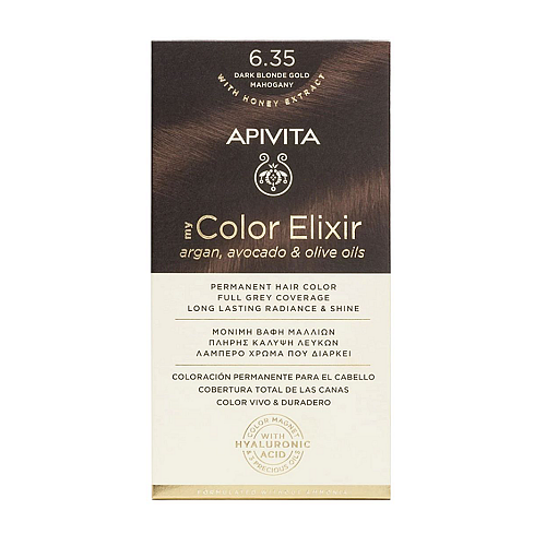 Apivita My Color Elixir Βαφή Μαλλιών Χωρίς Αμμωνία 6.35 Ξανθό Σκούρο Μελί Μαονί 50ml