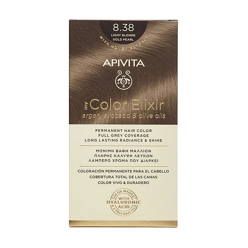 Apivita My Color Elixir Βαφή Μαλλιών Χωρίς Αμμωνία 8.38 Ξανθό Ανοιχτό Μελί Περλέ 50ml