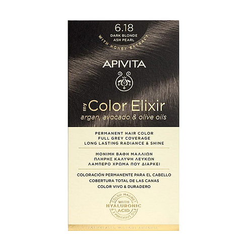 Apivita My Color Elixir Βαφή Μαλλιών Χωρίς Αμμωνία 6.18 Ξανθό Σκούρο Σαντρέ Περλέ 50ml