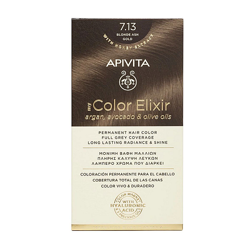 Apivita My Color Elixir Βαφή Μαλλιών Χωρίς Αμμωνία 7.13 Ξανθό Σαντρέ Μελί 50ml