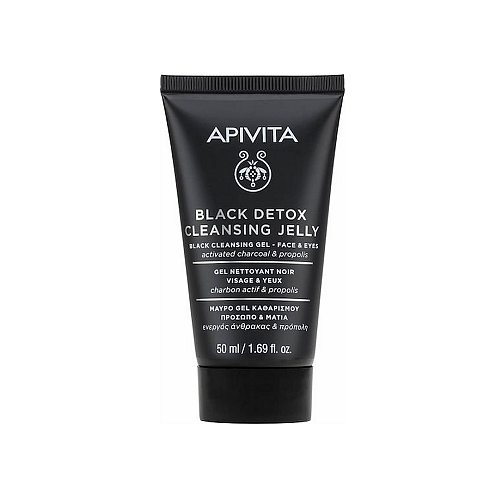 Apivita Black Detox Gel Καθαρισμού Προσώπου & Ματιών για Ακνεϊκές Επιδερμίδες 50ml
