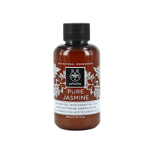 Apivita Pure Jasmine Shower Gel Travel Size Ενυδατικό Αφρόλουτρο με Αιθέρια Έλαια & Άρωμα Γιασεμιού, 75ml
