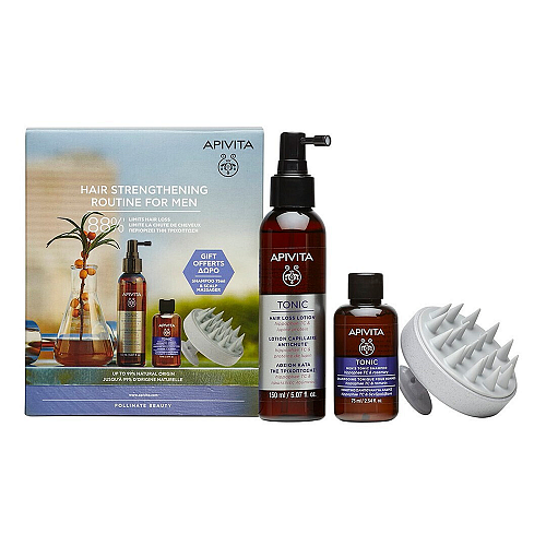 Apivita Hair Strengthening Routine Σετ Περιποίησης Μαλλιών κατά της Τριχόπτωσης για Λιπαρά Μαλλιά με Σαμπουάν και Λοσιόν 3τμχ