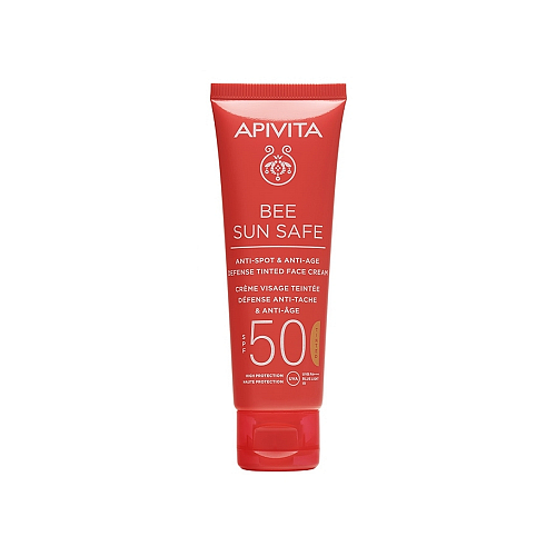 Apivita Bee Sun Safe Anti-spot & Anti-age Αδιάβροχη Αντηλιακή Κρέμα Προσώπου SPF50 με Χρώμα Tinted 50ml