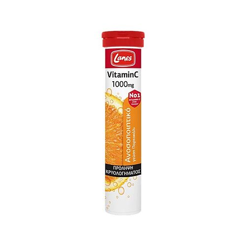Lanes Vitamin C Eff Βιταμίνη για Ενίσχυση του Ανοσοποιητικού, τo Δέρμα & Αντιοξειδωτική δράση 1000mg Πορτοκάλι 20 αναβράζοντα δισκία