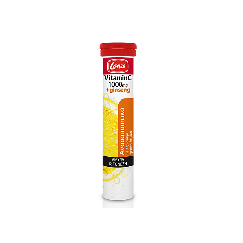 Lanes Vitamin C Eff + Ginseng Βιταμίνη για Ενίσχυση του Ανοσοποιητικού, τo Δέρμα & Αντιοξειδωτική δράση 1000mg Λεμόνι 20 αναβράζοντα δισκία
