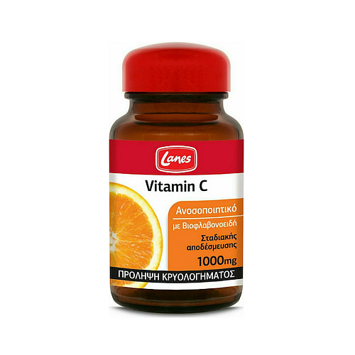 Lanes Vitamin C Βιταμίνη Σταδιακής Αποδέσμευσης για Ενίσχυση του Ανοσοποιητικού, τo Δέρμα & Αντιοξειδωτική δράση 1000mg 30 ταμπλέτες