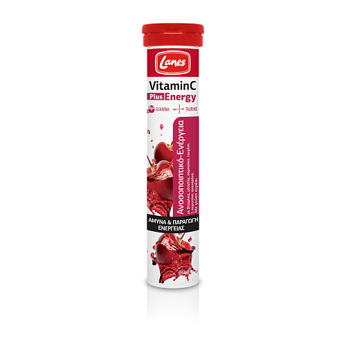 Lanes Vitamin C Plus Energy Βιταμίνη για Ενίσχυση του Ανοσοποιητικού, τo Δέρμα & Αντιοξειδωτική δράση 500mg Κεράσι 20 αναβράζοντα δισκία