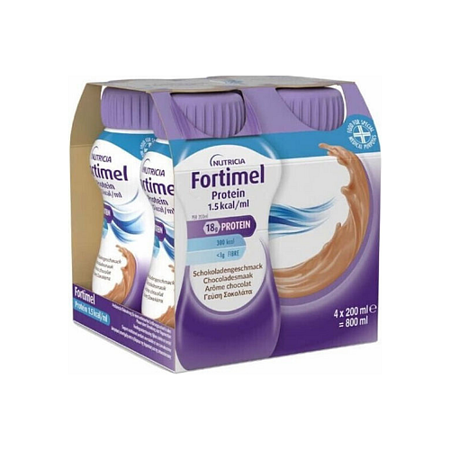 Nutricia Fortimel Protein 1.5kcal Ειδικό Συμπλήρωμα Διατροφής 4 x 200ml Σοκολάτα