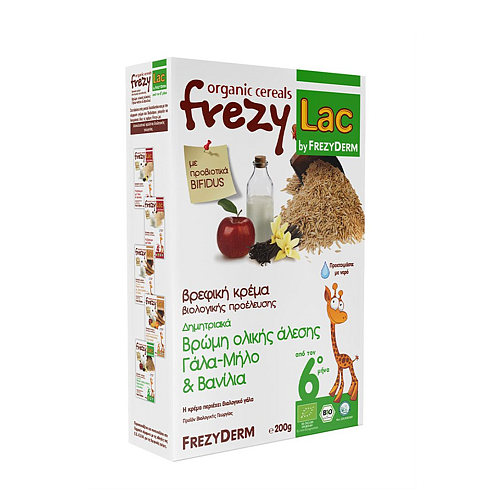 Frezyderm Φρουτόκρεμα από Βρώμη Ολικής Άλεσης & Γάλα, με Γεύση Μήλο & Βανίλια Χωρίς Προσθήκη Ζάχαρης 200gr για 6+ Μηνών