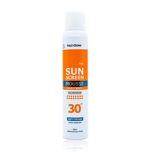 Frezyderm Sun Screen Mousse Αδιάβροχη Αντηλιακή Mousse Προσώπου και Σώματος SPF30 200ml
