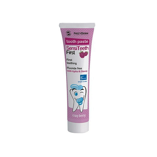 Frezyderm SensiTeeth First Toothpaste Βρεφική Οδοντόκρεμα για 6m+ με Γεύση Crazy Berry Χωρίς Φθόριο 40ml