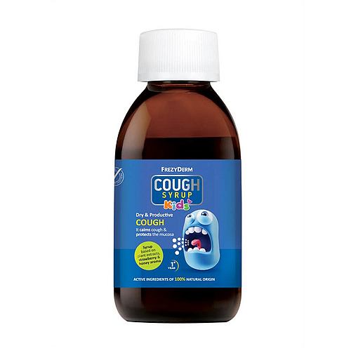 Frezyderm Cough Syrup Kids Σιρόπι για Παιδιά για Ξηρό και Παραγωγικό Βήχα χωρίς Γλουτένη Μέλι & Φράουλα 182gr