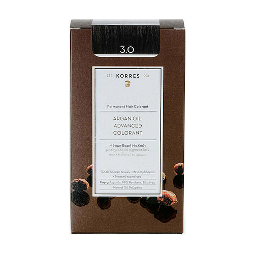 Korres Argan Oil Advanced Colorant Βαφή Μαλλιών Χωρίς Αμμωνία 3.0 Καστανό Σκούρο Φυσικό 50ml