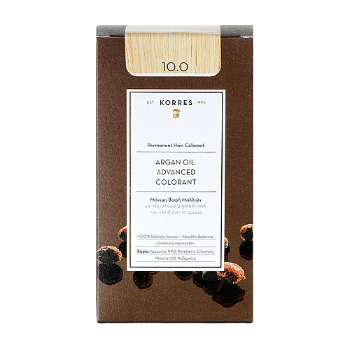 Korres Argan Oil Advanced Colorant Platinum Blonde Hair Color 10.0 Ξανθό Πλατίνας, 50ml