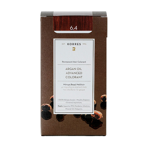 Korres Argan Oil Advanced Colorant Dark Blonde Copper Hair Color 6.4 Ξανθό Σκούρο Χάλκινο, 50ml