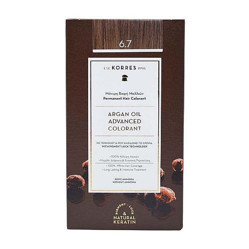 Korres Argan Oil Advanced Colorant Cocoa Hair Color 6.7 Κακάο, 50ml