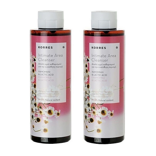 Korres Chamomile & Lactic Acid Intimate Area Cleanser Υγρό Καθαρισμού για την Ευαίσθητη Περιοχή με Χαμομήλι & Αλόη 500ml 2τμχ