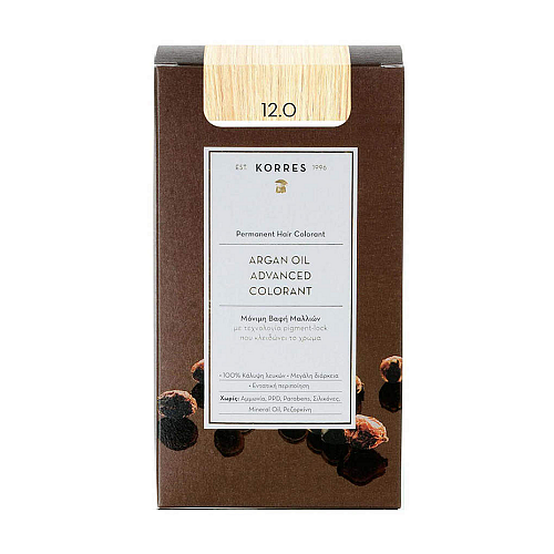 Korres Argan Oil Advanced Colorant Βαφή Μαλλιών Χωρίς Αμμωνία 12.0 Ξανθό Special Blonde 50ml