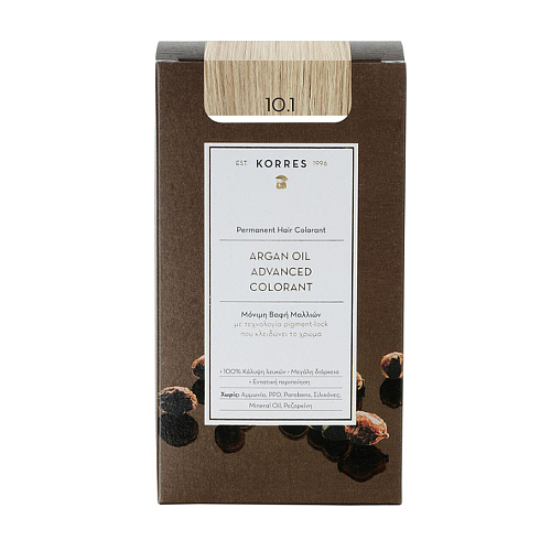 Korres Argan Oil Advanced Colorant Βαφή Μαλλιών Χωρίς Αμμωνία 10.1 Ξανθό Πλατίνας Σαντρέ 50ml