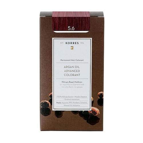 Korres Argan Oil Advanced Colorant Βαφή Μαλλιών Χωρίς Αμμωνία 5.6 Καστανό Ανοιχτό Κόκκινο 50ml