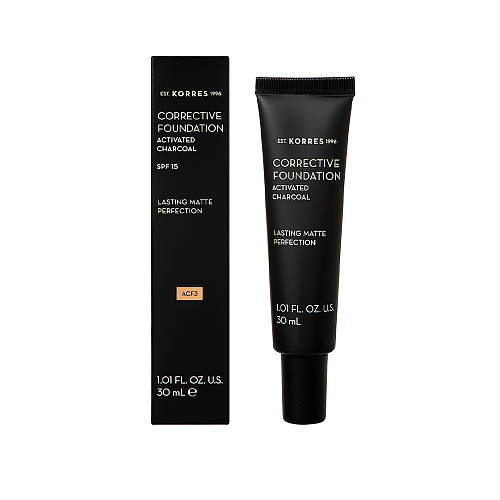 Korres Activated Charcoal Corrective Mousse Foundation SPF15 ACF3 30ml