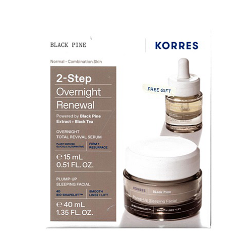 Korres Black Pine Overnight Renewal Σετ Περιποίησης για Σύσφιξη Overnight Renewal 2τμχ