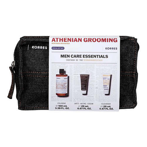 Korres Promo Athenian Grooming Bergamot & Leather Eau de Cologne 100ml & Δώρο Anti-Aging Multi-Defender Recipe 20ml & Δώρο Barber's Face & Beard Cleanser 20ml & Δώρο Νεσεσέρ Περγαμόντο, Δέρμα & Εσπεριδοειδή