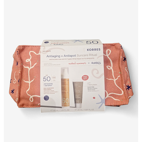 Korres Red Grape Antiaging & Antispot Suncare Ritual Σετ με Αντηλιακό Προσώπου & Νεσεσέρ SPF50 3τμχ