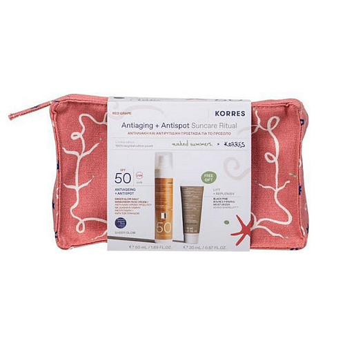 Korres Antiaging & Antispot Suncare Ritual Ροζ Σετ με Αντηλιακό Προσώπου & Νεσεσέρ SPF50 3τμχ